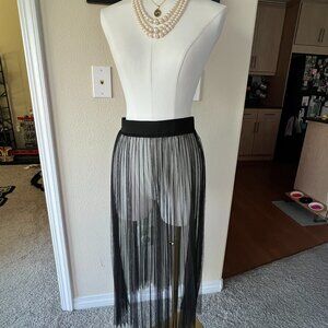 Long black Forever21 sheer pleated skirt. NWT, black